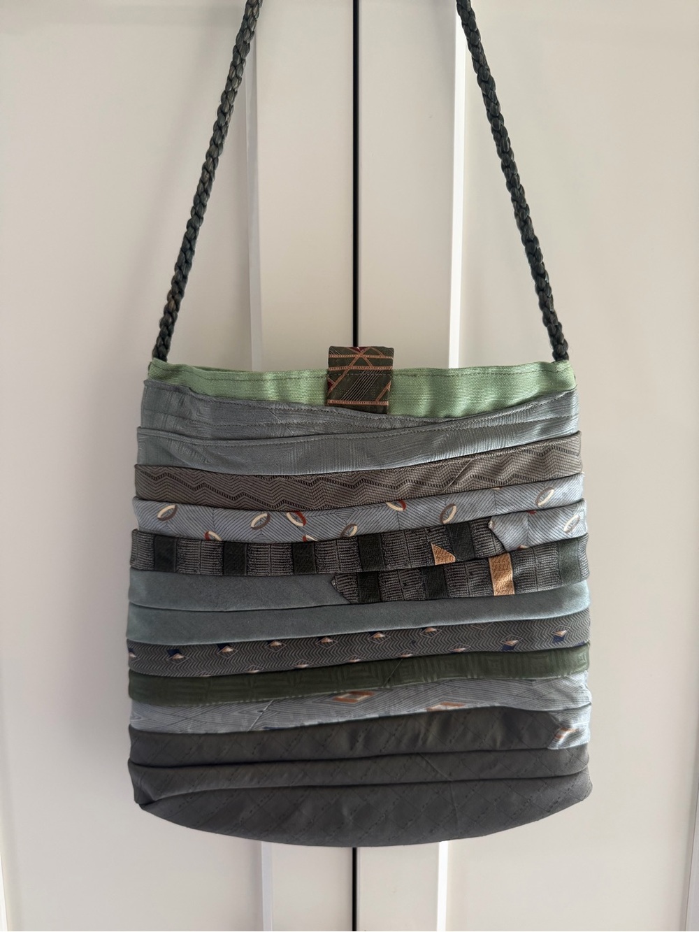 Shoulder bag - Artisan made in Humboldt, CA from gorgeous silk neckties - Picture 4 of 5